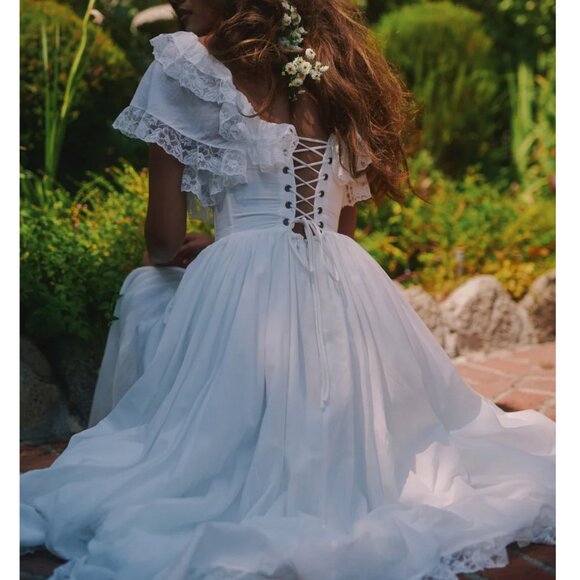 NEW Selkie The Ivory Cupid Midi Dress White Lace Party Wedding - Picture 4 of 12